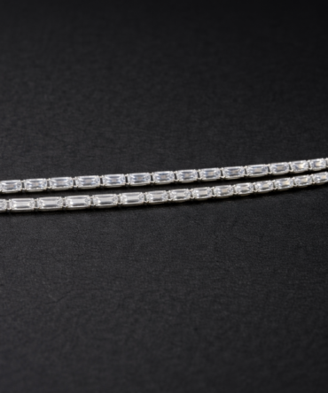 Silver Tone CZ Tennis Bracelet with Baguette Cut Stones - Anti Tarnish