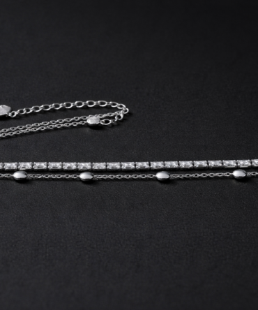 Layered Tennis Style Bracelet with CZ Stones - Anti Tarnish